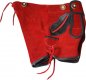 Preview: 60020rot- kurze rote Lederhose + Stegträger für Kinder